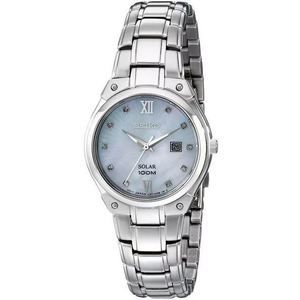 Seiko Women's Solar Mother of Pearl Dial Stainless Steel Watch